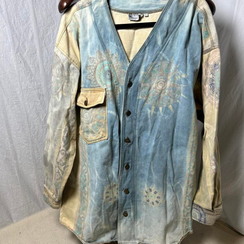 Vintage‎ CHANIK denim shirt jacket Design cotton Large Women's